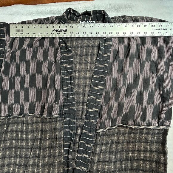 Blanco Negro Womens Open Front Kimono Cardigan Jacket Small Black Cotton Pockets - Picture 7 of 9